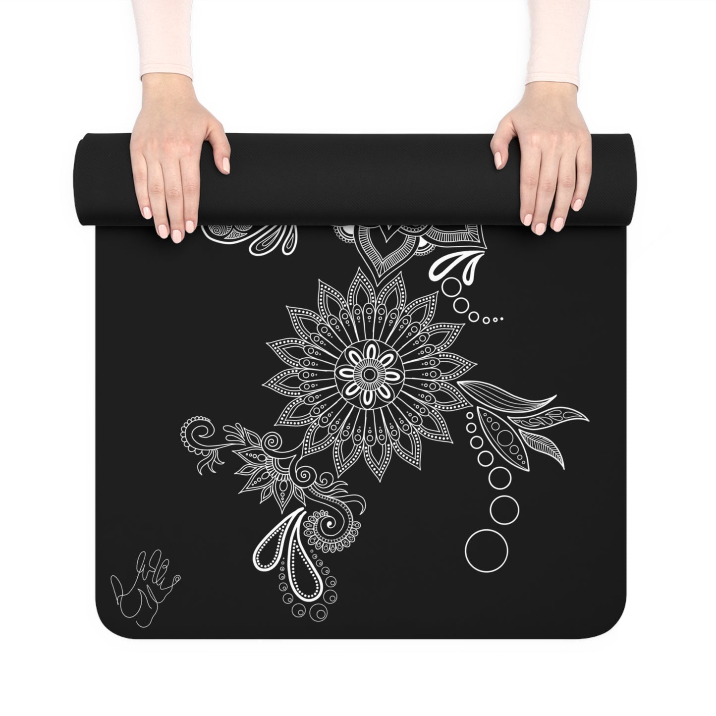 Black Floral Mat