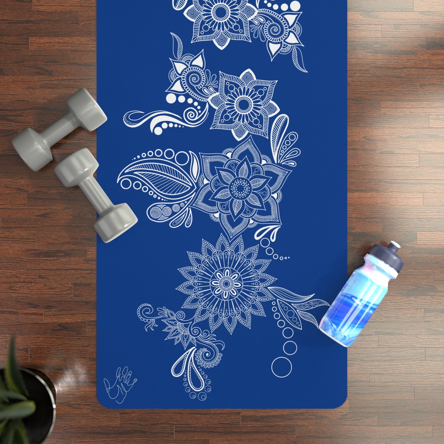 Navy Floral Mat