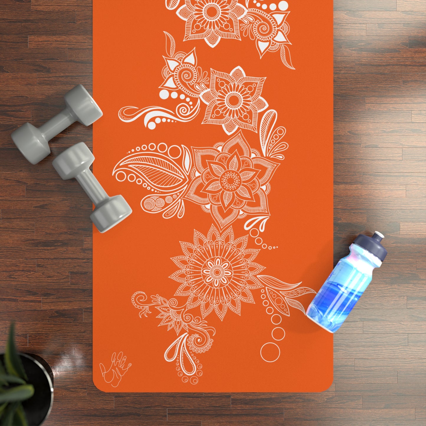 Orange Floral Mat