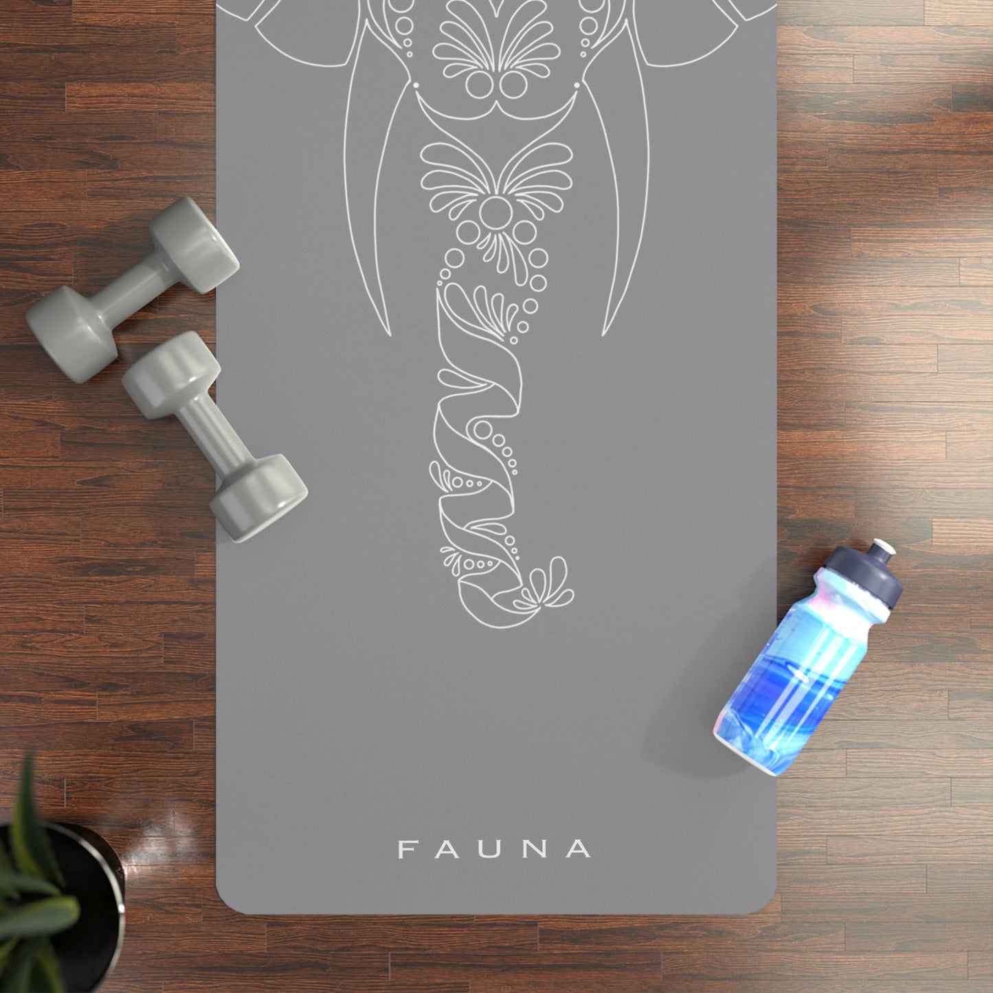 Rubber Yoga Mat Light Grey Elephant FAUNA COLLECTION