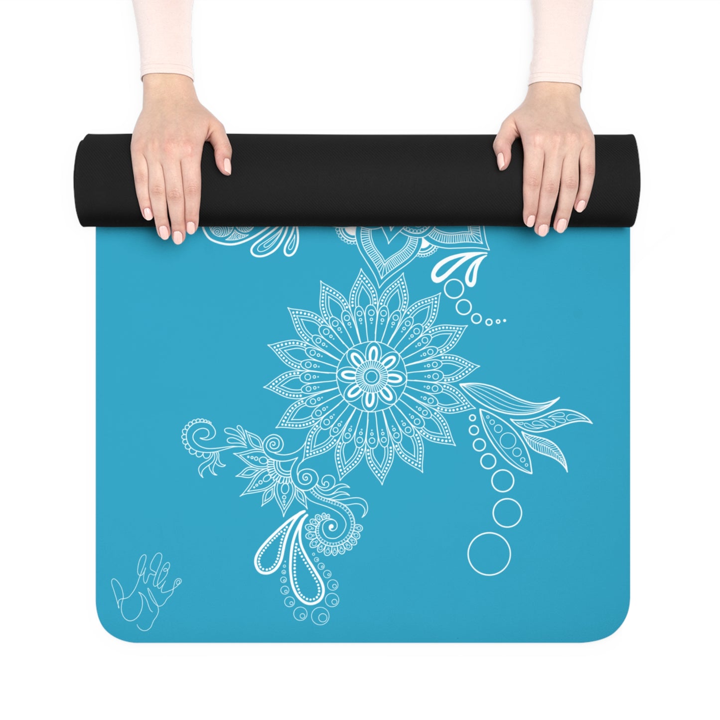 Turquoise Floral Mat