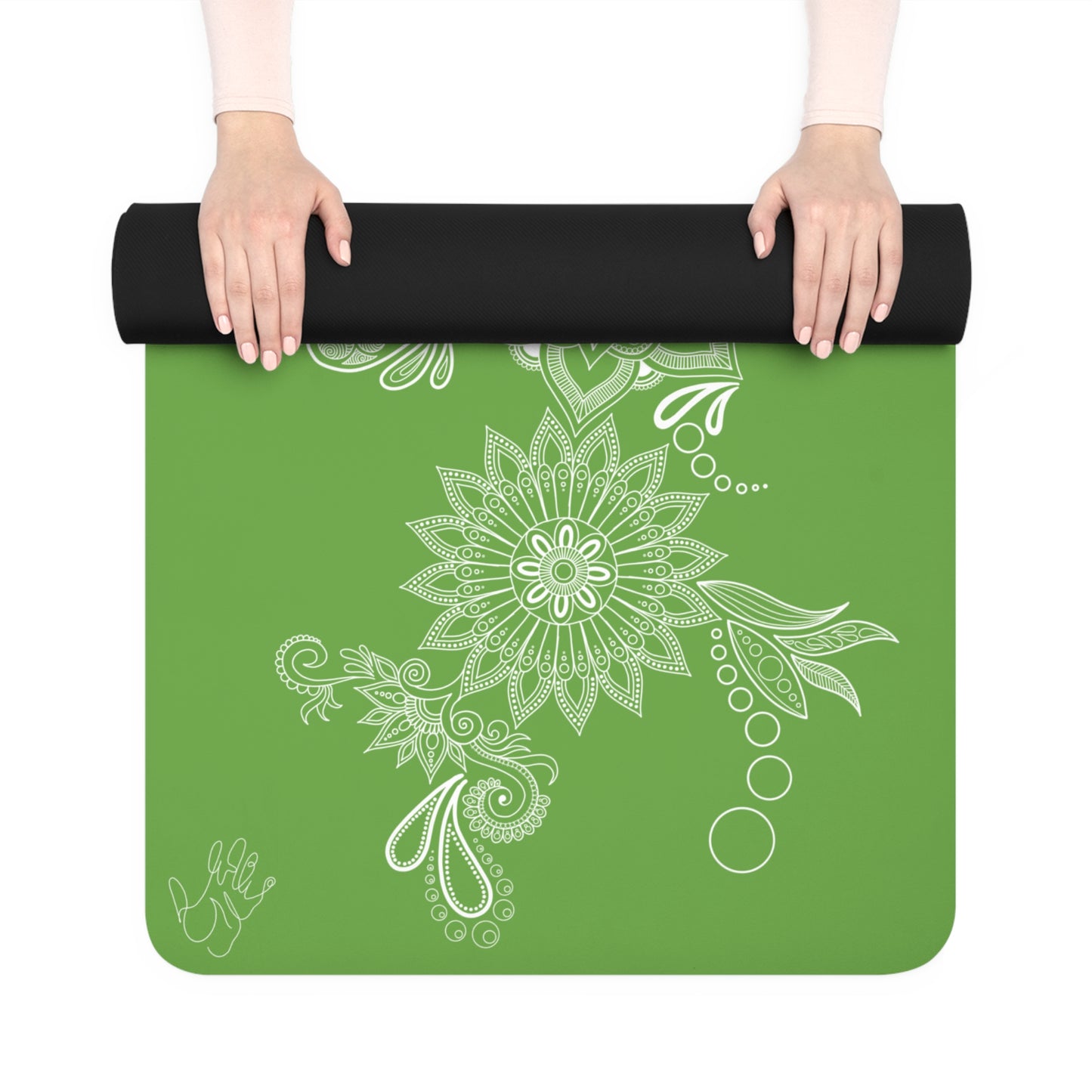 Green Floral Mat
