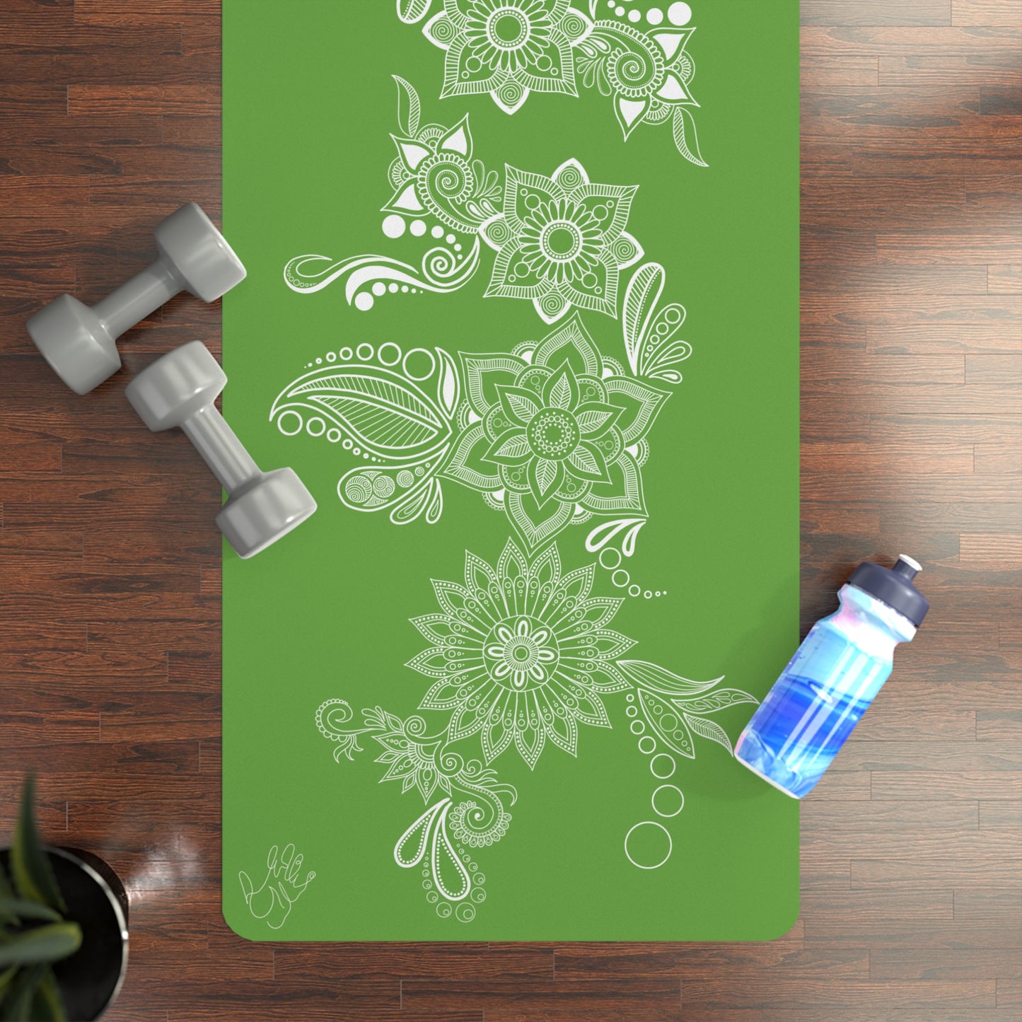 Green Floral Mat
