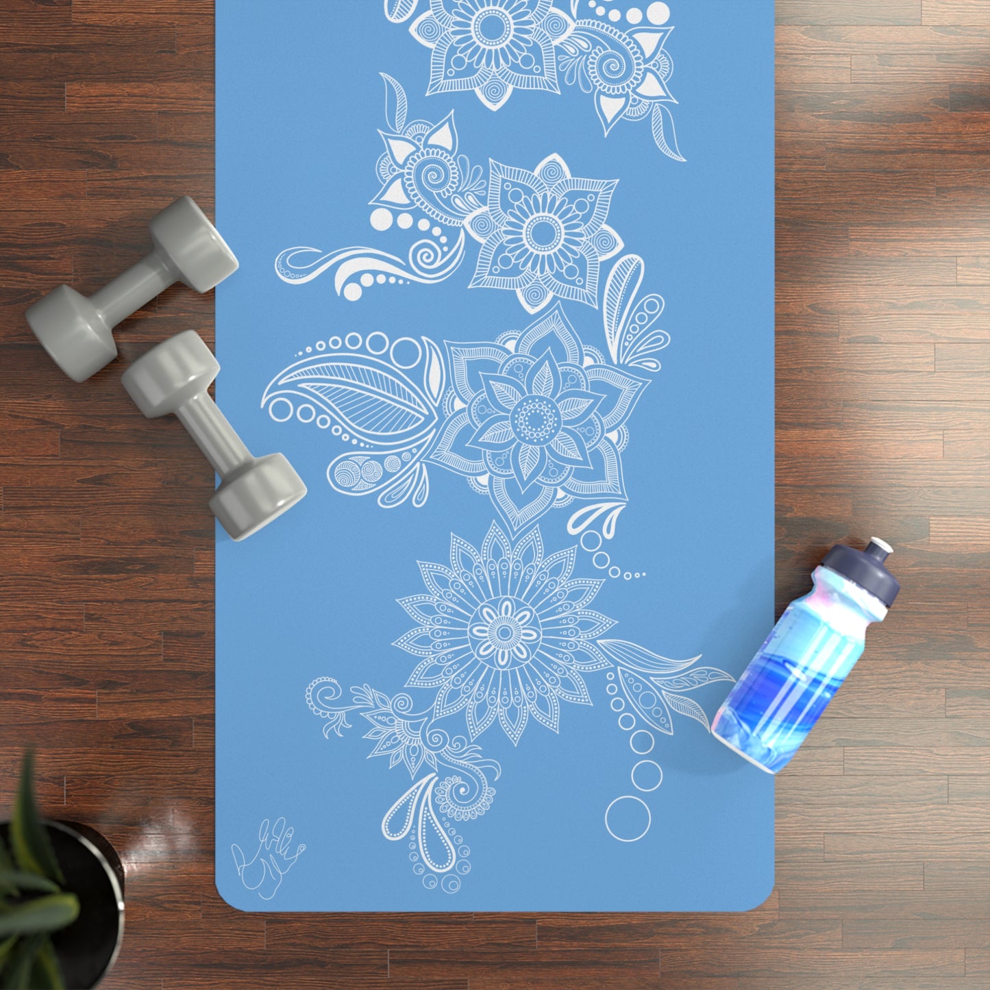 Light blue Floral Mat
