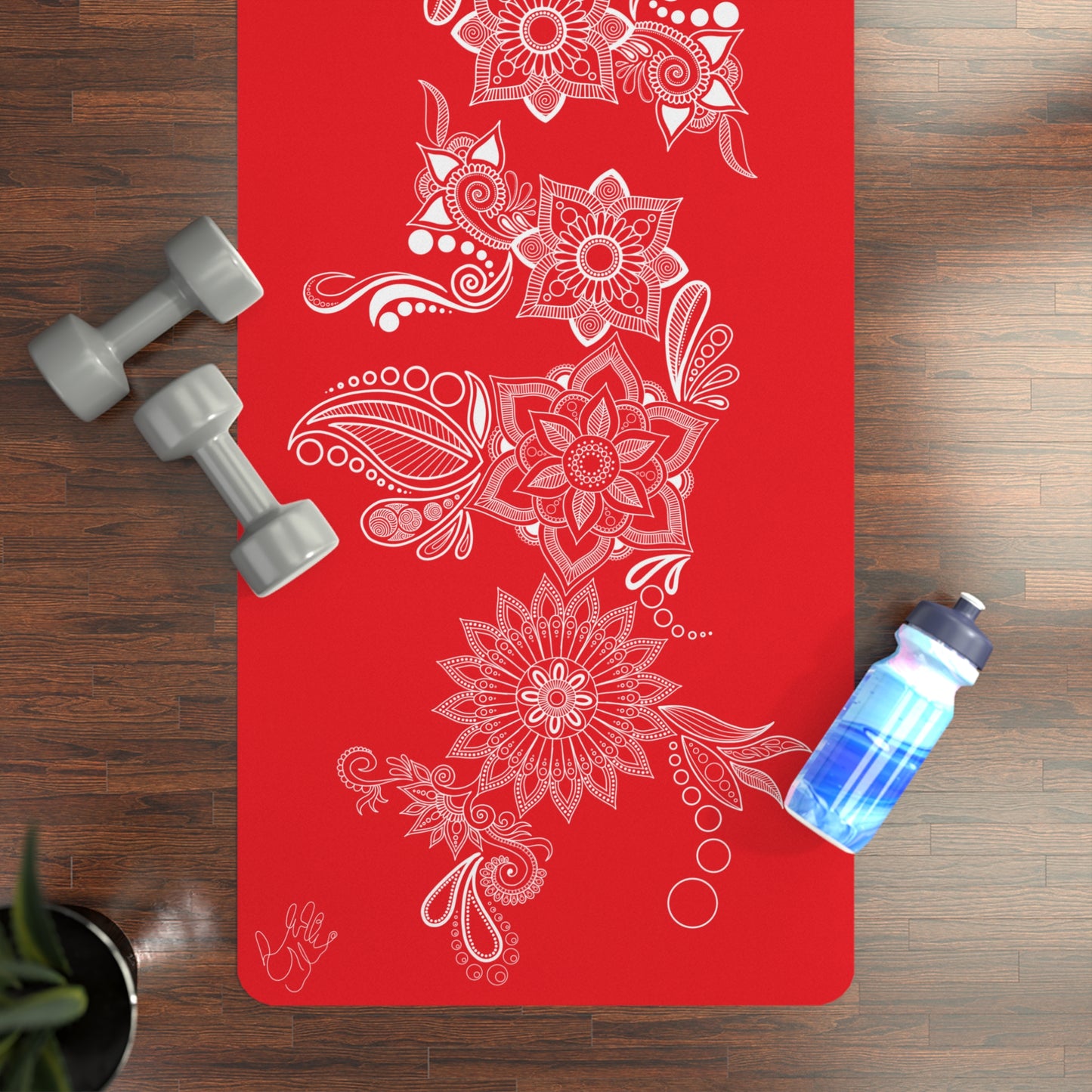 Red Floral Mat