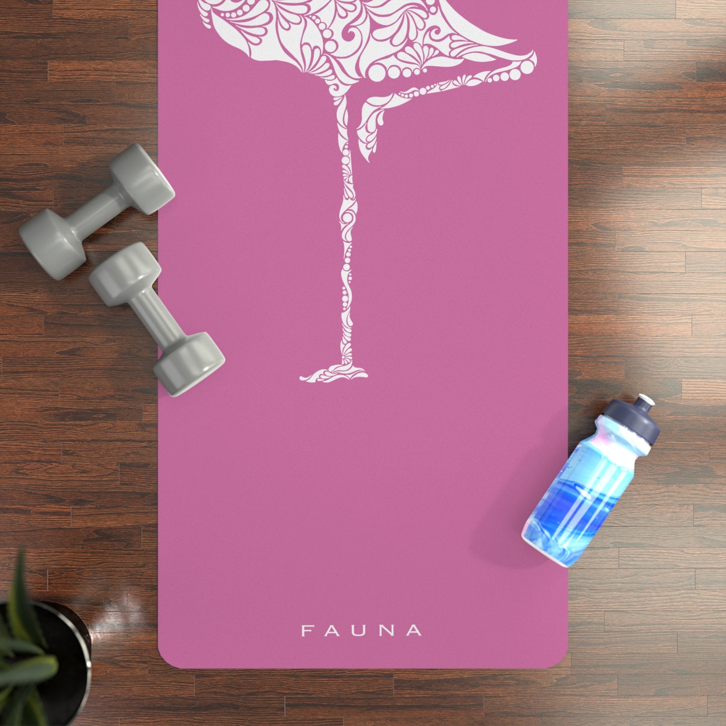 Light Pink Flamingo Rubber Yoga Mat FAUNA COLLECTION