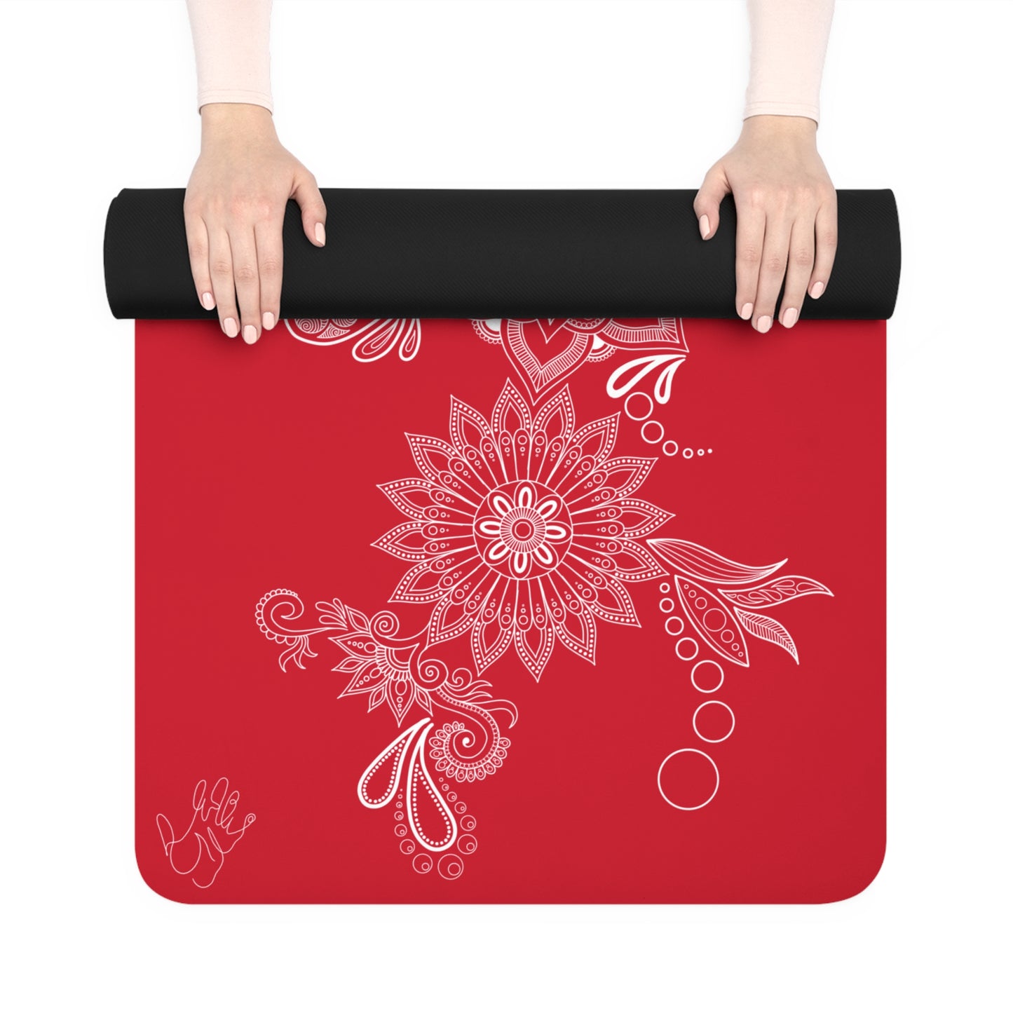 Dark Red Floral Mat