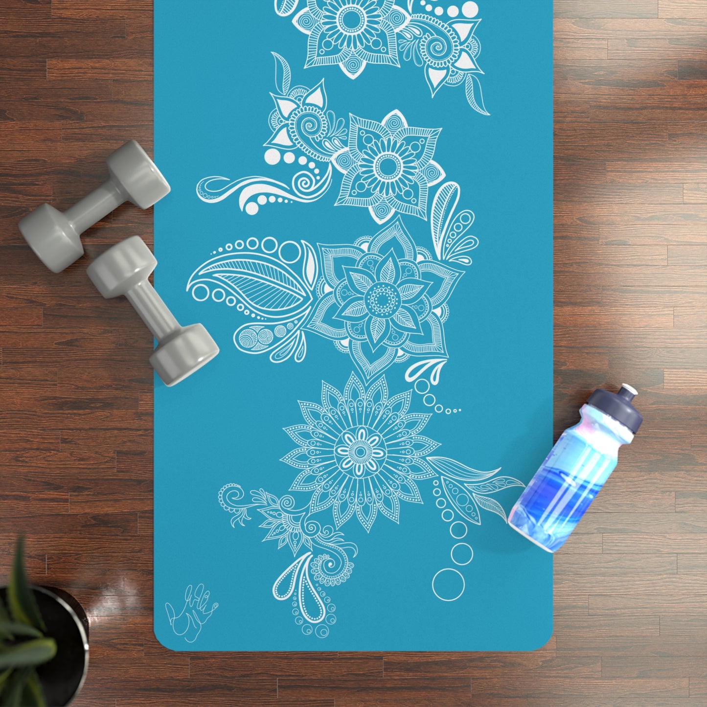 Turquoise Floral Mat