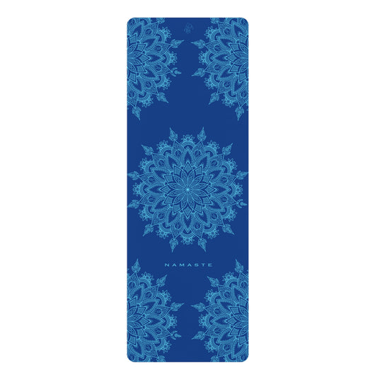 Navy blue Mandala Rubber Yoga Mat NAMASTE COLLECTION - Non-Slip for Home or Studio Practice