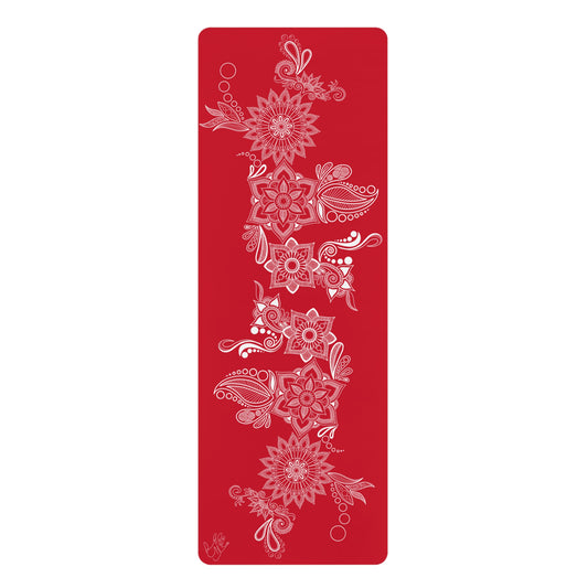 Dark Red Floral Mat