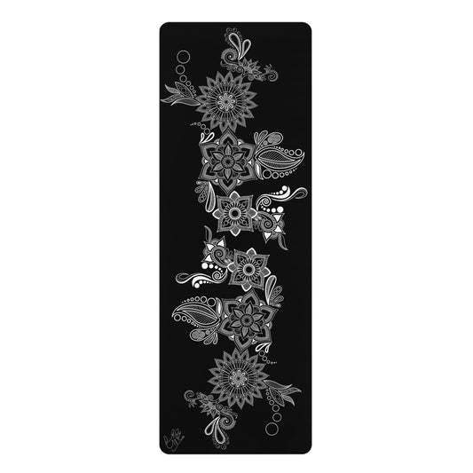 Black Floral Mat