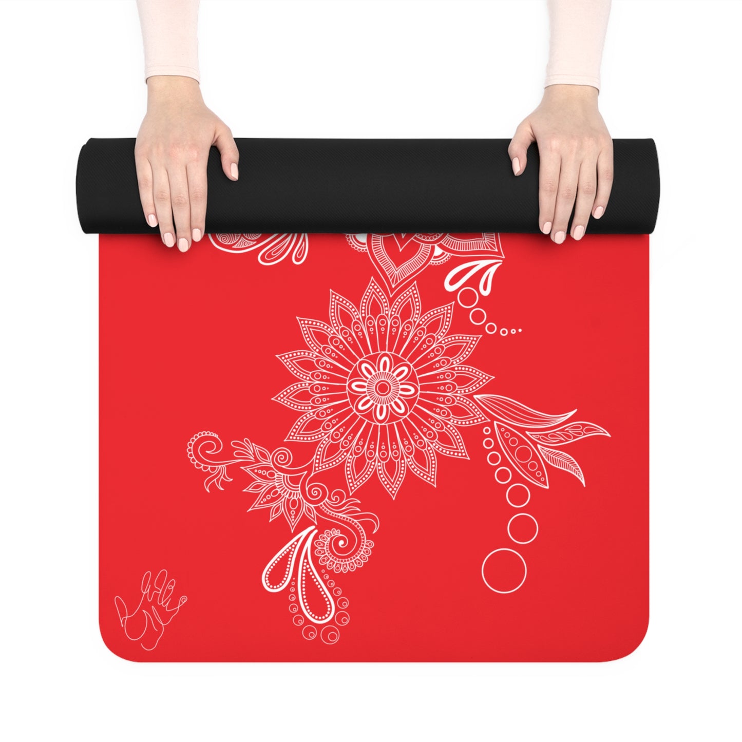 Red Floral Mat