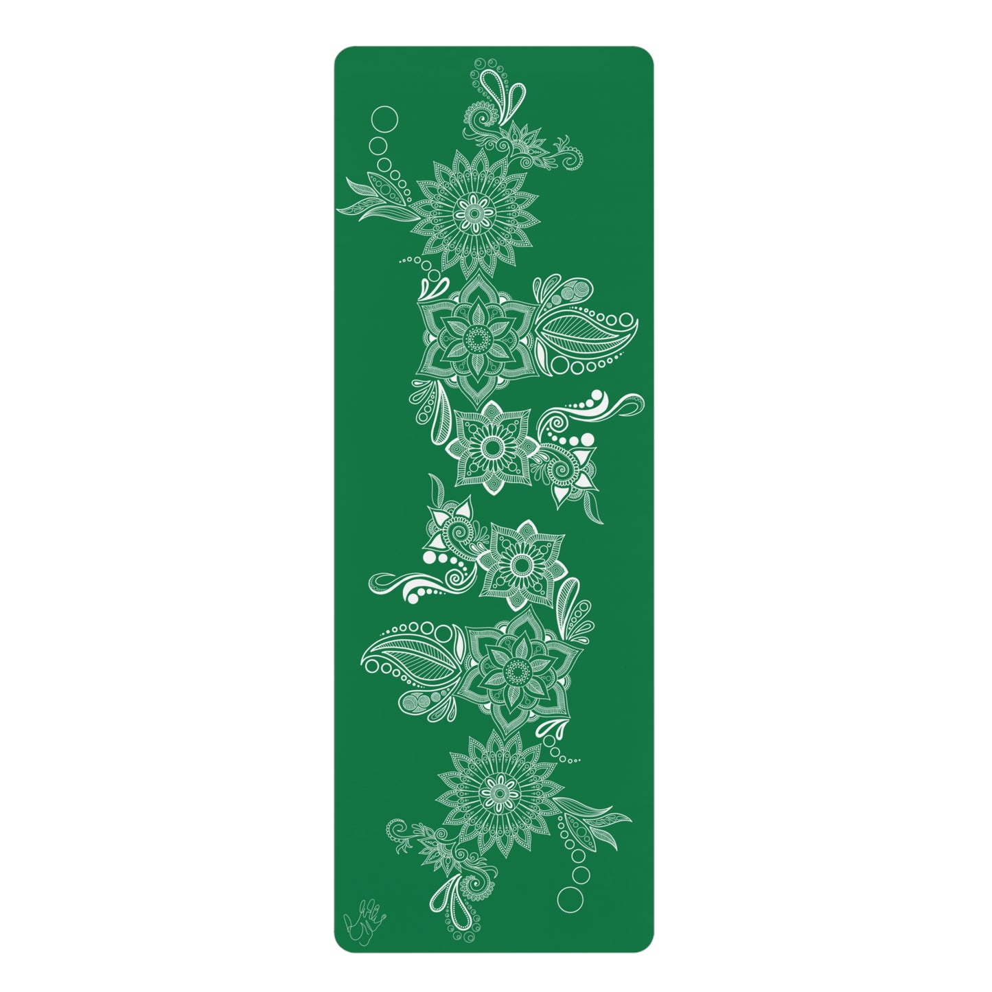 Dark Green Floral Mat