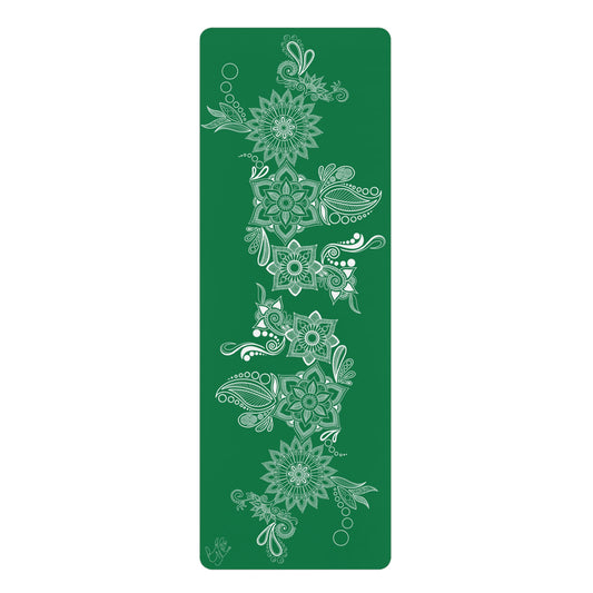 Dark Green Floral Mat